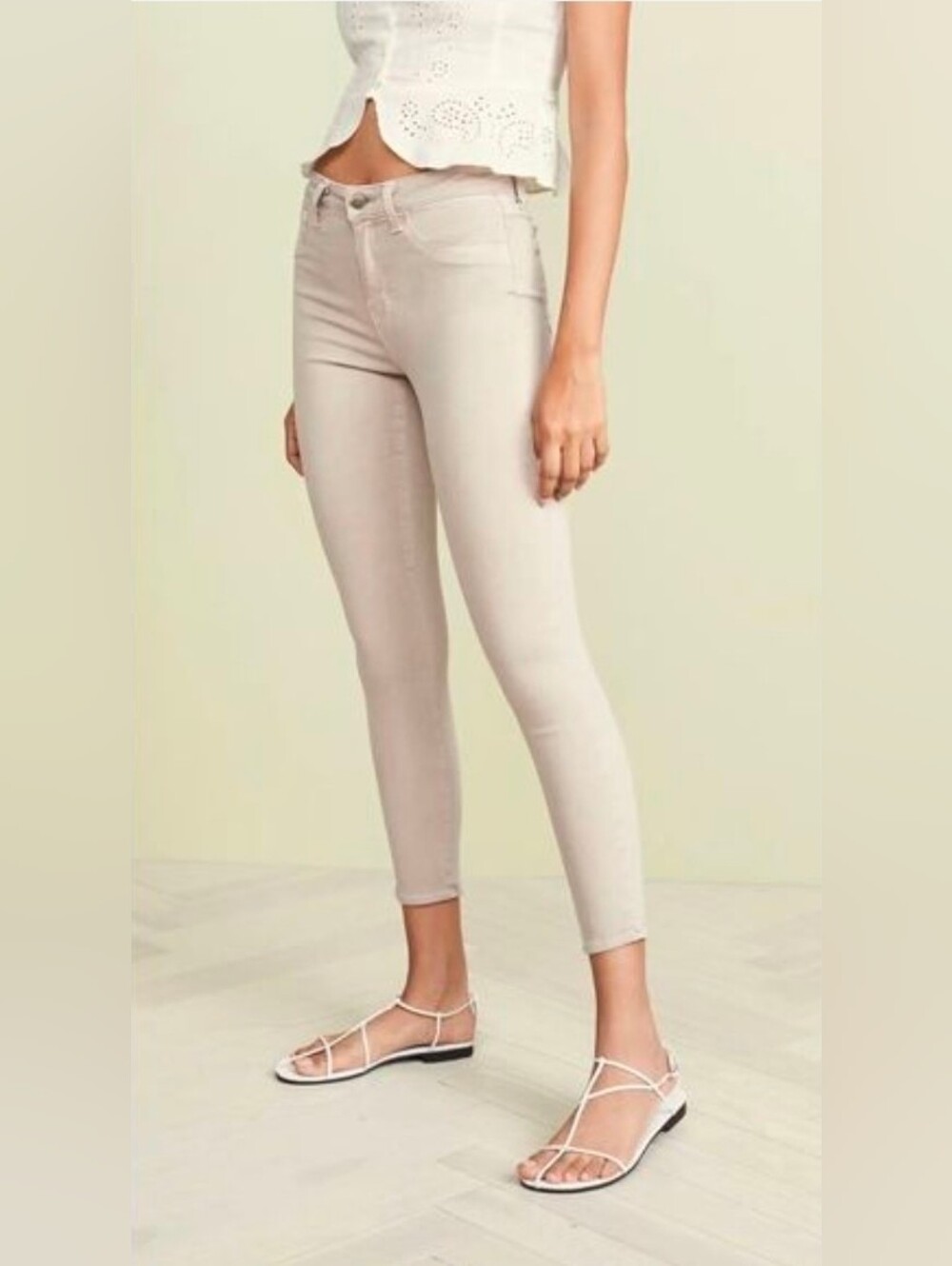 L'AGENCE Revolve Margot Skinny High Rise Biscuit Ankle Length Womens 30